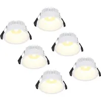 HOFTRONIC™ 6x Finn Dimbare LED inbouwspot - 10 Watt - Plafondspot - 2700K warm wit - 900 Lumen - Binnen & buiten - Verzonken spot - Wit