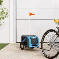 Prolenta Maison Exclusive - Fietsaanhanger voor honden, blauw en grijs. Gemaakt van Oxford-stof en metaal