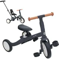Sonstige Verlage Olmitos Kinderdriewieler Gyro+ 5-in-1, geschikt voor kinderen van 1 tot 5 jaar, ombouwbaar tot loopfiets of fiets, grijs