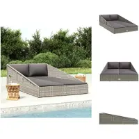 vidaXL Tuinbed Grijs 110x200 cm, kunststof riet - Tuinbedden