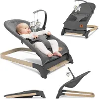 Lionelo June Wipstoel Baby – tot 9 kg – 3-punts veiligheidsgordels – Lichtgewicht – Mesh Bekleding – Plat Opvouwbaar – Natuurlijke Schommelbeweging – Gecertificeerd – Babyschommel & Wipstoeltje