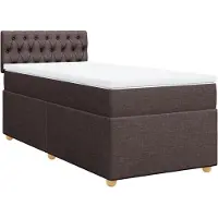 vidaXL Boxspring met matras stof donkerbruin 100x200 cm