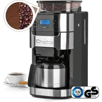 DS Produkte Filterkoffiezetapparaat met Bonenmaler – Warmhoudfunctie, 24-uurs Timer, Permanent Filter – 10 Kopjes – Voor Bonen en Gemalen Koffie – Roestvrij Staal/Zwart