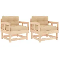 vidaXL Tuinstoelen 2 st met kussens massief grenenhout
