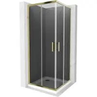 Mexen Rio vierkante douchecabine 70 x 70 , grafiet, goud + Flat douchebak, wit - 860-070-070-50-40-4010G