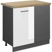 Vicco R-Line Hoekkast – 86 cm, WB Eik Wit Hoogglans