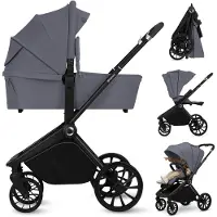 Lionelo Mika Plus - Kinderwagen 2in1 - XXL SET - Veelzijdig en jaarrond - Grote wielen - tot 22kg - Bediening met een hand - Voor alle soorten terrein - Accessoireset