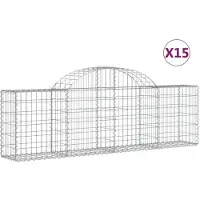 vidaXL Schanskorven 15 st gewelfd 200x30x60/80 cm gegalvaniseerd ijzer