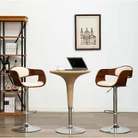 Prolenta Maison Exclusive - 2 barkrukken, crème kleur, beukenfineer en kunstleer