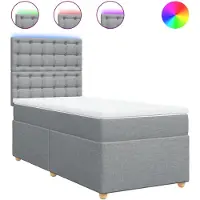 vidaXL Boxspring met matras stof lichtgrijs 100x200 cm