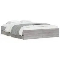 vidaXL Bedframe met lades bewerkt hout grijs sonoma eiken 150x200 cm