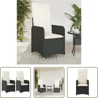The Living Store Lounge Stoel - Tuinstoel - Tuinstoelen 2 st verstelbaar met kussens poly rattan zwart - Poly Rattan - Zwarte Tuinstoel - Buitendecor