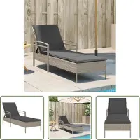The Living Store Loungebed - Ligbed - Ligbed met kussen 63x200x81 cm poly rattan lichtgrijs - Tuinset - Buitendecoratie - Outdoor Furniture