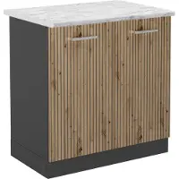 Vicco R-Line Wastafelkast – 80 cm, WB Marmer Artisanaal eiken