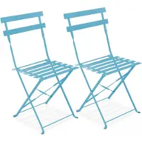 Oviala - Set van 2 opvouwbare stalen stoelen in blauw - Rome