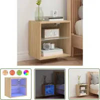 The Living Store Led Lamp - Nachtkastje - Nachtkastje met LED's wandgemonteerd sonoma eikenkleurig - Bedroom Furniture - Sonoma Eiken - Houten Nachtlamp