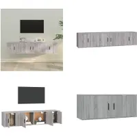 vidaXL 3-delige Tv-meubelset bewerkt hout grijs sonoma eikenkleurig - Tv-kast - Tv-kasten - Tv-meubel - Hifi-meubel
