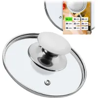 Kadax Pandeksel universeel deksel van glas met zilveren handgreep hittebestendig deksel in verschillende maten pannendeksel glazen deksel voor pan pan (14 cm)