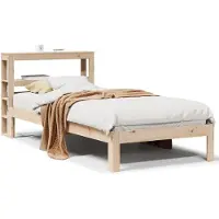 vidaXL Bedframe met hoofdbord massief grenenhout 90x200 cm