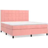 vidaXL Boxspring met matras fluweel roze 160x200 cm
