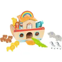 Goki Houten speelgoed - - Mijn kleine Ark van Noach - 16 dieren - Voor kinderen van 3 tot 6 jaar - Beige