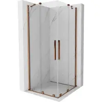 Mexen Velar Duo schuif douchecabine 100 x 100 , transparant, roze goud - 871-100-100-02-60
