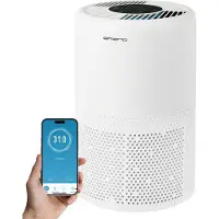 Emerio Luchtreiniger - 25m² - 52dB - HEPA 13 + Koolstof Filter - Ionisatie Functie - Luchtkwalititeitsindicator - met App - Timer Functie - Helpt tegen allergie & hooikoorts - AP-132324 Wit