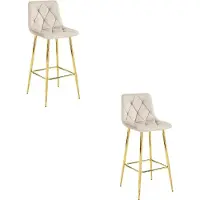 Leobert NADO kruk - beige fluweel / GOUDEN poten x 2