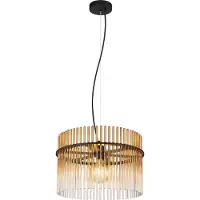 Globo Zwarte hanglamp Gorley met amberglas Ø 40cm