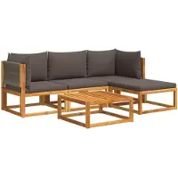 vidaXL 5-delige tuinset met kussens van acaciahout en touw