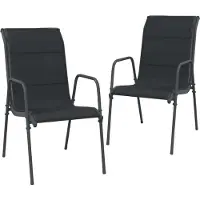 Syfax Tuinstoelen 2 st staal en textileen zwart