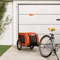 Prolenta Maison Exclusive - Fietsaanhanger voor honden, oranje en zwart, gemaakt van Oxford-stof en metaal
