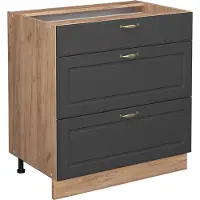 Vicco Fame-Line Keukenonderkast – 80 cm met 3 laden, zonder werkblad Antraciet-goud