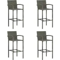 Syfax Barkrukken 4 st poly rattan grijs