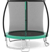 Costway Trampoline, diameter 244 cm, geschikt voor buiten, ronde tuintrampoline met ladder, veiligheidsnet, beschermrand en metalen frame, trampoline voor kinderen en volwassenen