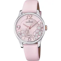 Candino dameshorloge, analoog, model C4720/4, met leren band, Elegantie-collectie, roze, modelnummer D2UC4720/4