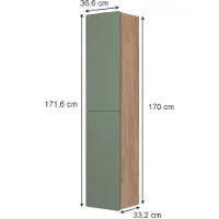 Vicco Izan Hoge kasten – 36.6 x 171.6 cm Groen/gouden eik