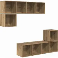 Syfax Tv-meubelset 4 pcs Artisan Eiken Bewerkt hout