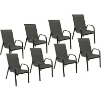 Happy Garden Set van 8 MARBELLA grijs textilene stoelen - antraciet grijs aluminium