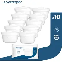 Wessper , waterfilterpatronen voor waterkan, filterpatroon, vervanging voor Brita Maxtra+ Pure Perfomance, Dafi, Laica, 10 stucks