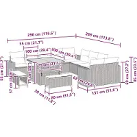 vidaXL Tuinbank Set 17 st 12-Aantal zitplaatsen Zwart poly rattan