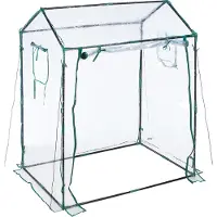 Relaxdays kweekkas - PVC-folie - 152 x 132 x 92 cm - oprolbare deur - steeksysteem - tuin - transparant