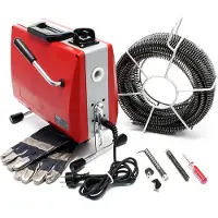 Wiltec Professionele buisreinigingsmachine, 390W, 400 tpm, inclusief 6 spiralen van 16mm diameter en uitgebreide accessoires