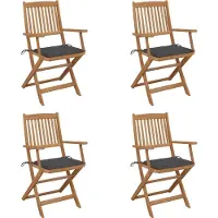 Syfax Set van 4 klapstoelen met kussens, gemaakt van massief acaciahout.