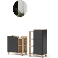 Vicco Badkamermeubelset Karen Sonoma/Antraciet 3-delig, Model 47291