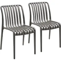 TecTake Set van 2 Tuinstoelen Alcudia - Antraciet - Kunststof Stoelen - Stapelbaar - Stoelen voor Tuin, Terras of Balkon - Weerbestendig en UV-bestendig - Draagkracht 120kg per Tuinstoel