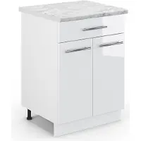 Vicco Fame-Line Keukenonderkast – 60 cm met lade, WB Marmer Wit Hoogglans