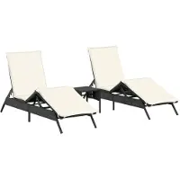 Syfax Ligbedden 2 st met tafel poly rattan zwart