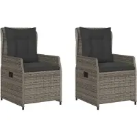 Syfax Tuinstoelen 2 st verstelbaar poly rattan grijs
