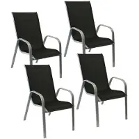 Happy Garden Set van 4 MARBELLA stoelen in zwart textilene - grijs aluminium
